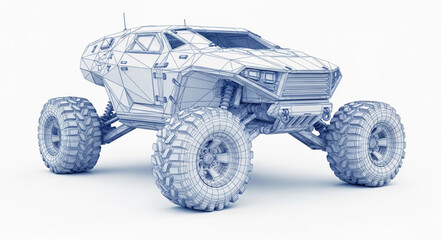 Futuristic off road vehicle with large wheels. © Vita