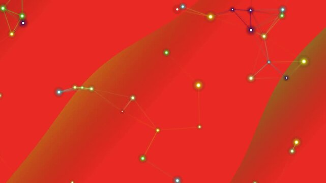 Abstract network connection moving on red background