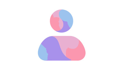Abstract Human Icon with Pastel Color Swirls.