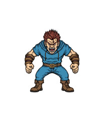 Cartoon character illustration angry expression posed action