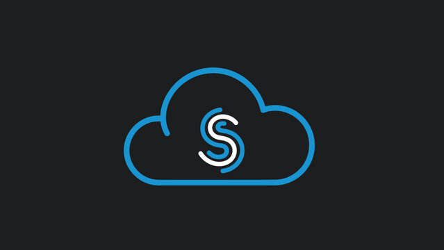 Cloud logo with letter S inside and blue outline.