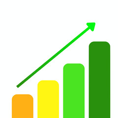 flat vector illustration of a bar graph indicating growth. 