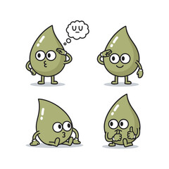 Fototapeta premium Cartoon water drops showing different emotions and gestures with cute expressions