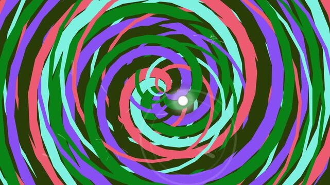 Vibrant spiral motion pattern with moire effect, abstract background, swirling shapes, colorful design, dynamic visuals