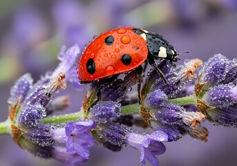 Ladybug on Lavender Flower