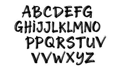 Hand-Drawn Brush Script - Black and White Vector Letters on White Background © jangee stock