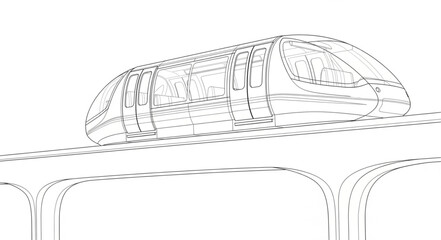 Modern high speed train on elevated tracks. © Rian