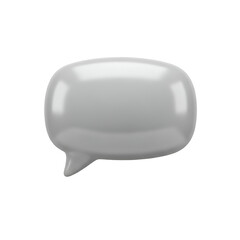 3D-rendered, glossy, rounded-corner speech bubble, slightly angled, with a tail, on black
