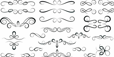 Obraz premium Collection of ornate black flourishes and decorative swirls on white background