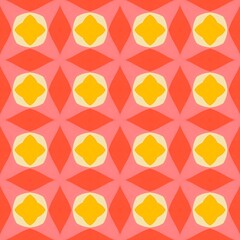 Seamless illustration of colorful autumn leaves and pink hearts in a vintage romantic pattern design for Valentine wallpaper or decorative art ornament