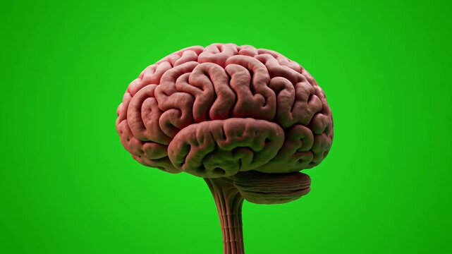 Human brain with green screen for medical and educational purposes