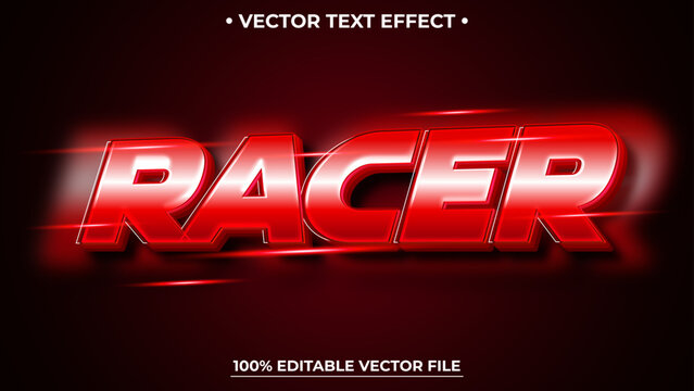 Racer with neon graphic style editable text effect