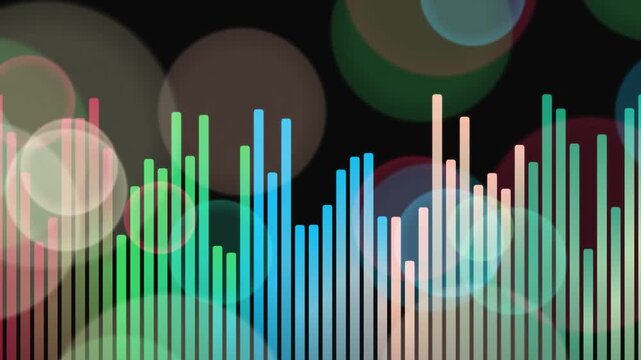 Dynamic Digital Bars Rising with Vibrant Colors in an Abstract Technological Environment from a Front View