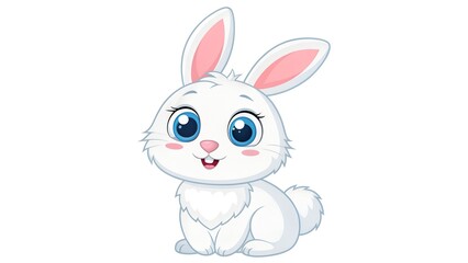 Fototapeta premium White rabbit holding carrot on white background