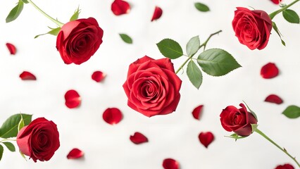 Fototapeta premium Seamless red roses pattern background