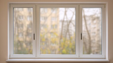 pvc. Minimalist white window with clean lines, framed by soft daylight in a neutral interior. real-estate listings.