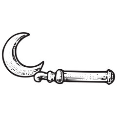 Vintage Crescent Blade Illustration &ndash; Antique Curved Dagger Engraving