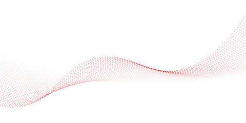 Red dotted wave line pattern. Halftone undulate net background. Abstract flowing particle lattice wallpaper. Vector curved dash gradient element for poser, banner, presentation, booklet, brochure © muhammad