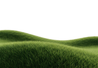 Serene green grassy hills with lush foliage isolated on transparent background