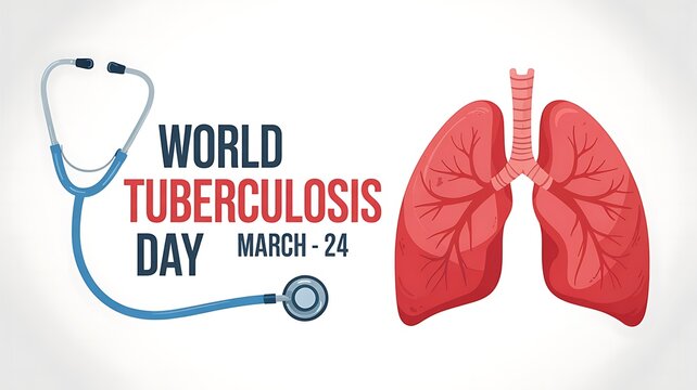 World tuberculosis day concept with stethoscope and lungs illustration representing medical examination and global health initiative for disease prevention on March 24th