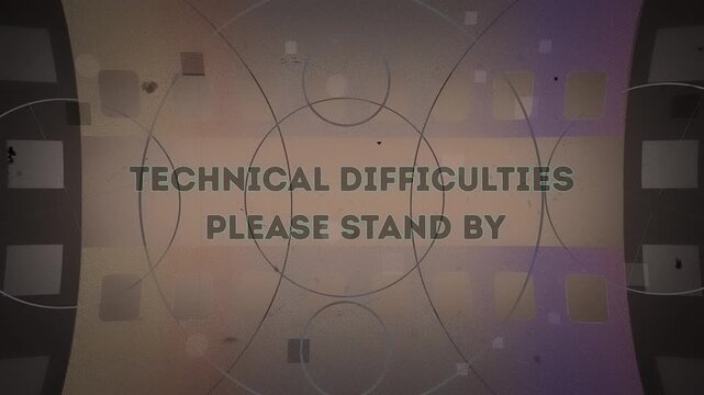 A television screen displays a technical issue message indicating a problem with a difficulty to resolve during a broadcast standby