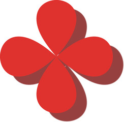 Fototapeta premium An abstract representation of a flower, featuring four vibrant red petals with subtle shadows, creating a simple yet striking visual.