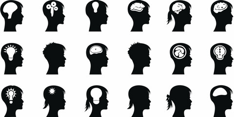 Silhouettes of heads showcasing diverse concepts of thought and creativity © Rahul