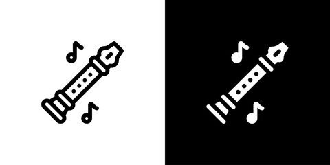 Flute icon concept with flat Black White Background. Vector illustration. © Redemption_art