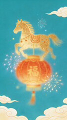 Naklejka premium 2026 year of the horse new years poster