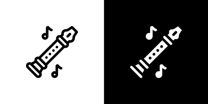 Flute icon concept with flat Black White Background. Vector illustration.
