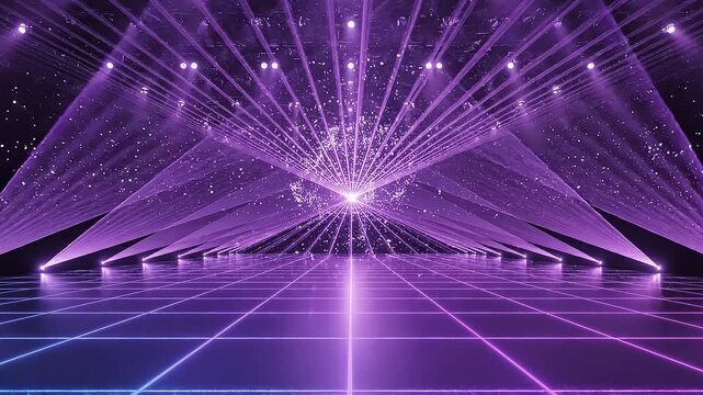 Futuristic Stage with Laser Grid Lighting