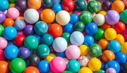 Obraz premium Vibrant colorful plastic balls filling the frame perfectly
