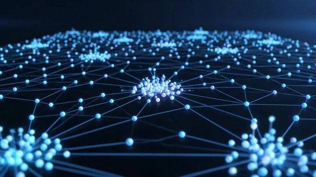 Complex network of interconnected nodes and lines in a digital space.