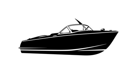 Naklejka premium Modern Black Vector Motor Yacht Illustration
