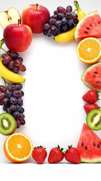 Colorful and fresh fruit collection showcasing vibrant watermelons, citrus fruits, berries, bananas, and grapes for nutritious, appetizing visual appeal.