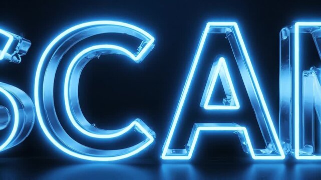 Futuristic Neon SCAM Text 3D Design
