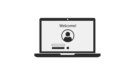 Laptop Computer with Login Screen Display.