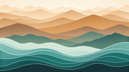 Obraz premium Serene mountain landscape with wavy water