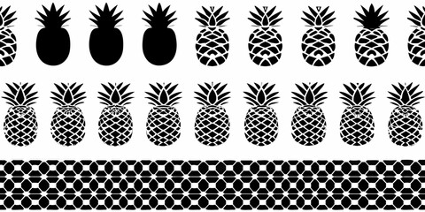 A series of black silhouettes depicting pineapples in various stages © Roni