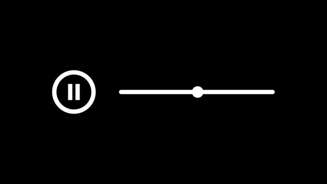 Minimalist pause icon with progress bar animation on black background for user interface design