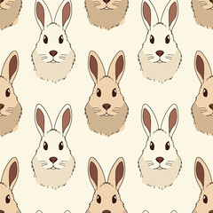 Fototapeta premium Cartoon Rabbits with Different Facial Expressions.