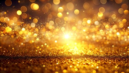 Dazzling abstract image showcasing a golden bokeh effect with glittering particles