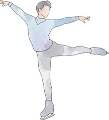 フィギュアスケーターの水彩風イラスト