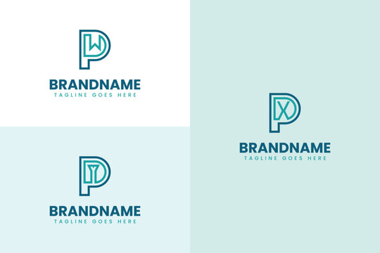 Letters PDW PDX PDY Monogram Logo Set, for brand with DWP DXP DYP initials