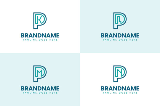 Letters PDK PDL PDM PDN Monogram Logo Set, for brand with DKP DLP DMP DNP initials