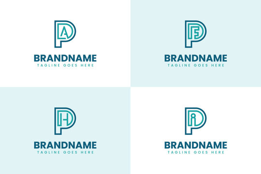Letters PDA PDF PDH PDI Monogram Logo Set, for brand with DAP DFP DHP DIP initials