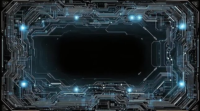 Glowing Blue Circuit Board Pathways on Bright Gradient Background, Digital Innovation