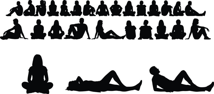 Diverse mega collection of business people silhouettes flat vector illustrations families wildflowers and vintage street lamps for recruitment human resources urban design and community concepts