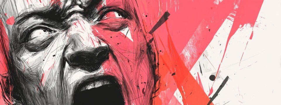 Intense Artistic Representation of Human Face Expressing Complex Emotions with Bold Colors and Dynamic Lines