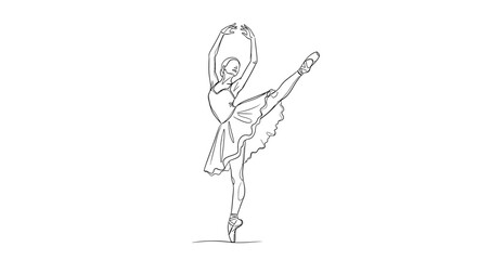 Fototapeta premium Ballet Dancer in Elegant Pose, Line Art Illustration